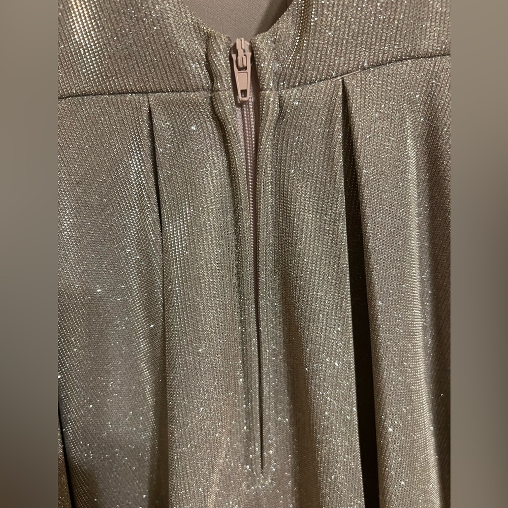 B Darlin Long Dress, Juniors' Glitter Mesh Rose color - Picture 9 of 15